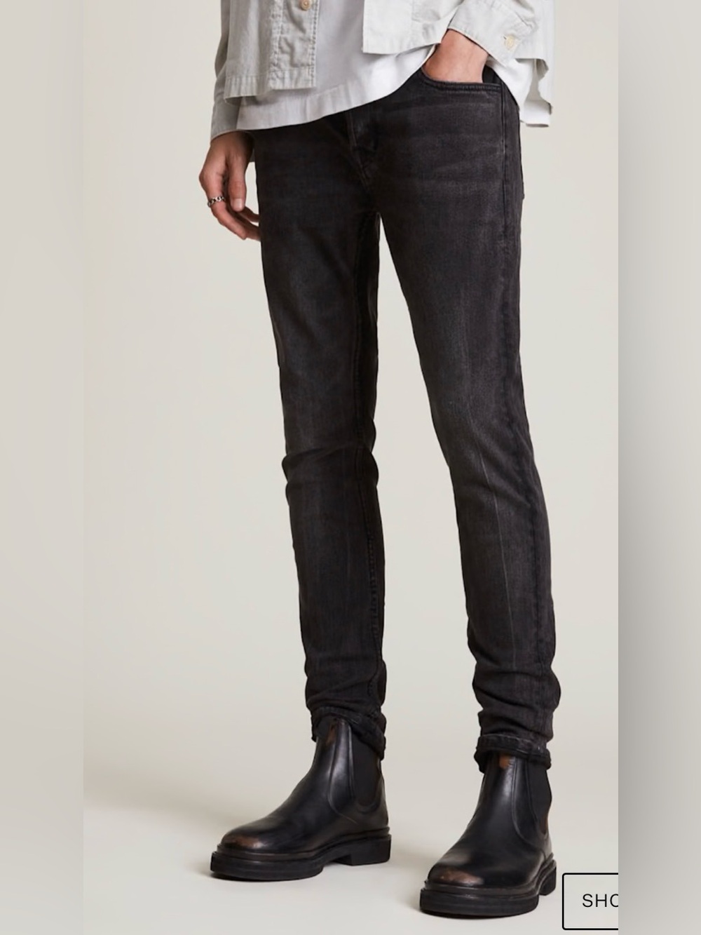 All Saints Cigarette Skinny Fit Button Fly Jeans